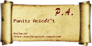 Panitz Acicét névjegykártya